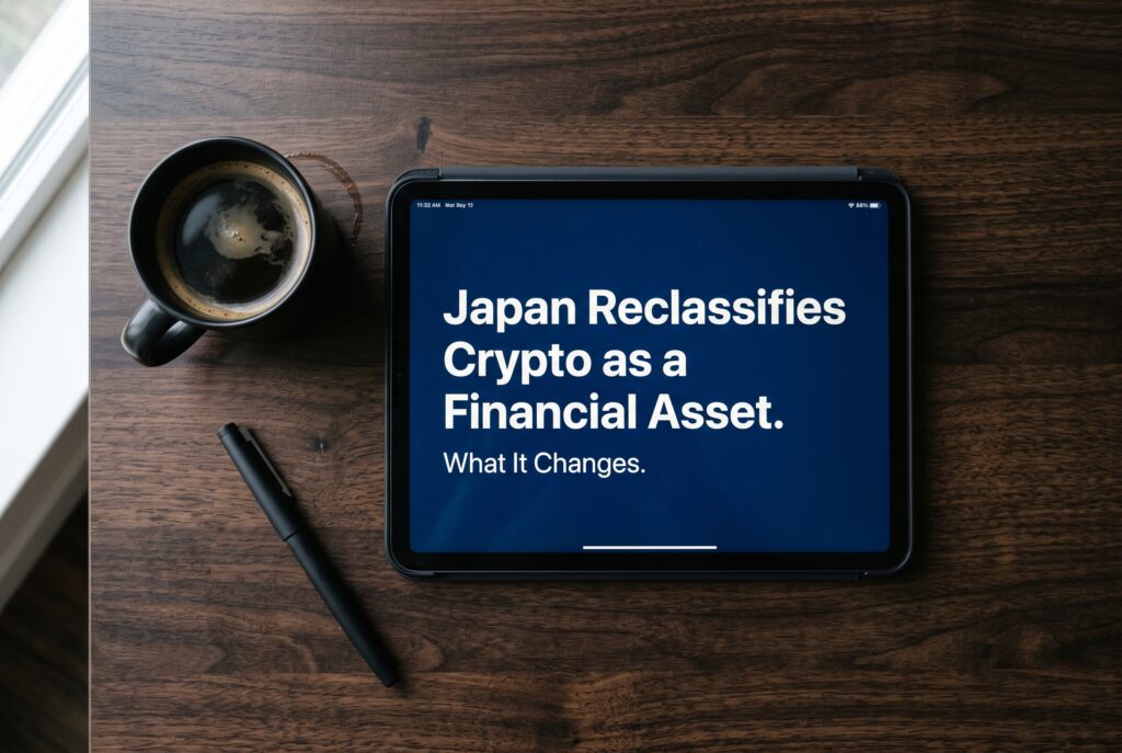 Japan Reclassifies Crypto as a Financial Asset. What It Changes.